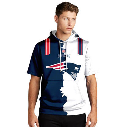 LIMITED EDITION - NEW CUSTOMIZED NFL27 NEP NEW ENGLAND PATRIOTS SHORT SLEEVE HOODIE T-SHIRT