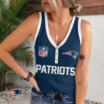 [SPECIAL OFFER] NEW CUSTOMIZED NFL27 NEP NEW ENGLAND PATRIOTS WOMEN'S V-NECK TANK TOP