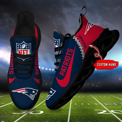 LIMITED EDITION - NEW CUSTOMIZED NFL27 NEP NEW ENGLAND PATRIOTS UNISEX MAX SOUL SHOES