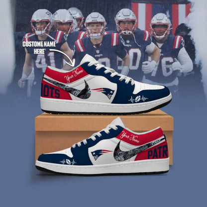 [SPECIAL OFFER] NEW CUSTOMIZED NFL27 NEP NEW ENGLAND PATRIOTS AIR JORDAN LOW SHOES