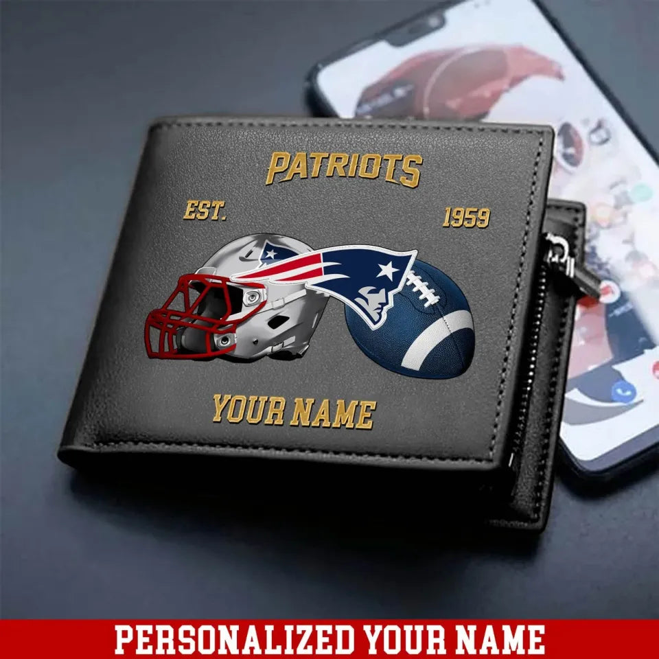 LIMITED EDITION - NEW CUSTOMIZED NFL27 NEP NEW ENGLAND PATRIOTS LEATHER WALLET
