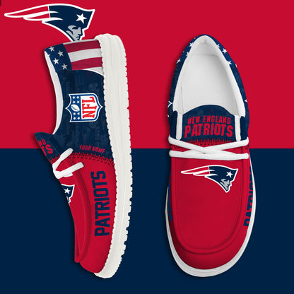 LIMITED EDITION - NEW CUSTOMIZED NFL27 NEP NEW ENGLAND PATRIOTS LOAFER SHOES