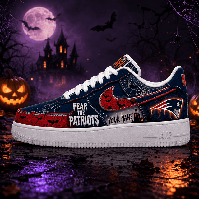 [SPECIAL OFFER] NEW CUSTOMIZED NFL27 NEP NEW ENGLAND PATRIOTS HALLOWEEN AF1 SHOES