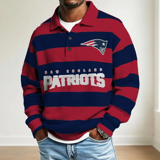 LIMITED EDITION - NEW CUSTOMIZED NFL27 NE PATRIOTS MEN LONG SLEEVE POLO SHIRT
