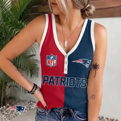 [SPECIAL OFFER] NEW CUSTOMIZED NFL27 NEP NEW ENGLAND PATRIOTS WOMEN'S V-NECK TANK TOP