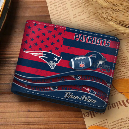 [SPECIAL OFFER] NEW CUSTOMIZED NFL27 NEP NEW ENGLAND PATRIOTS LEATHER WALLET
