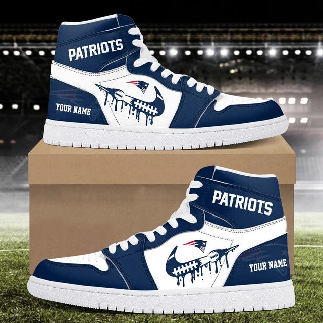 LIMITED EDITION - NEW CUSTOMIZED NFL27 NEP NEW ENGLAND PATRIOTS AIR JORDAN SNEAKERS