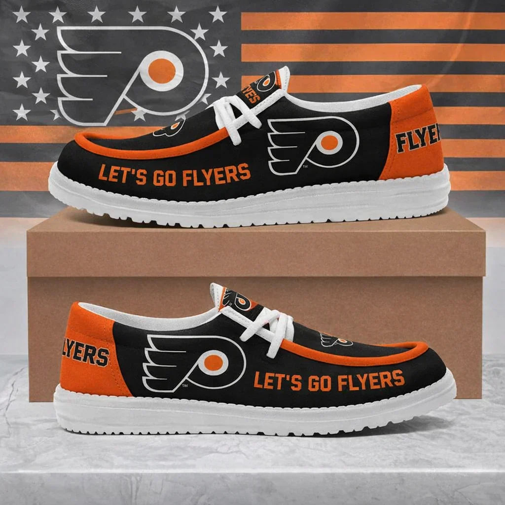 [SUPER SALE ] NEW CUSTOMIZED NHL27 PPF PHILADELPHIA FLYERS LOAFER SHOES
