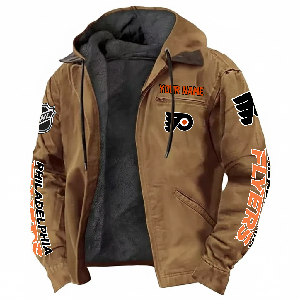 LIMITED EDITION - NEW CUSTOMIZED NHL27 PPF PHILADELPHIA FLYERS HOODED CARDIGAN JACKET
