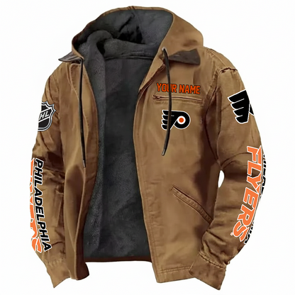 LIMITED EDITION - NEW CUSTOMIZED NHL27 PPF PHILADELPHIA FLYERS HOODED CARDIGAN JACKET