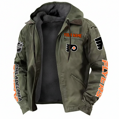 LIMITED EDITION - NEW CUSTOMIZED NHL27 PPF PHILADELPHIA FLYERS HOODED CARDIGAN JACKET