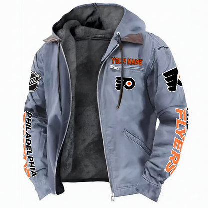 LIMITED EDITION - NEW CUSTOMIZED NHL27 PPF PHILADELPHIA FLYERS HOODED CARDIGAN JACKET