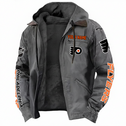 LIMITED EDITION - NEW CUSTOMIZED NHL27 PPF PHILADELPHIA FLYERS HOODED CARDIGAN JACKET