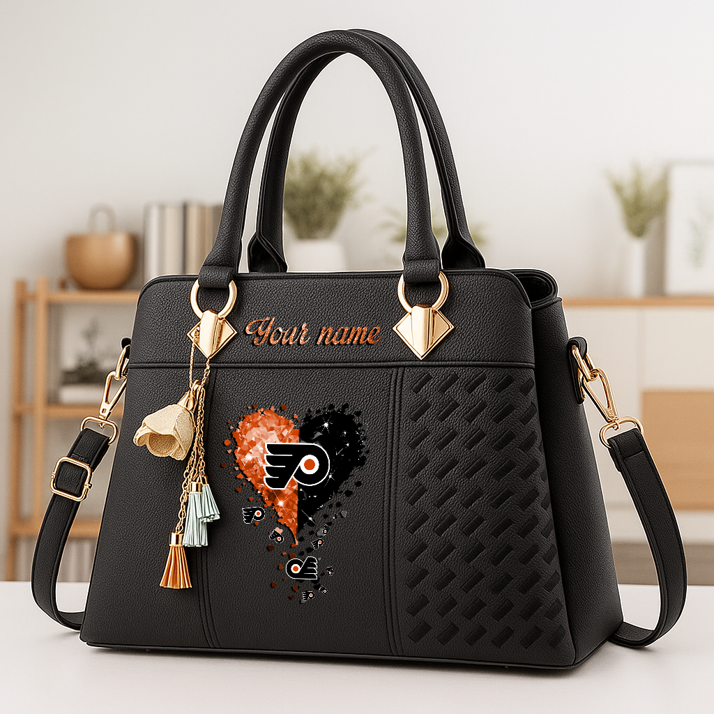 LIMITED EDITION - NEW CUSTOMIZED NHL27 PPF PHILADELPHIA FLYERS ZIP HANDBAG MULTICOLOR
