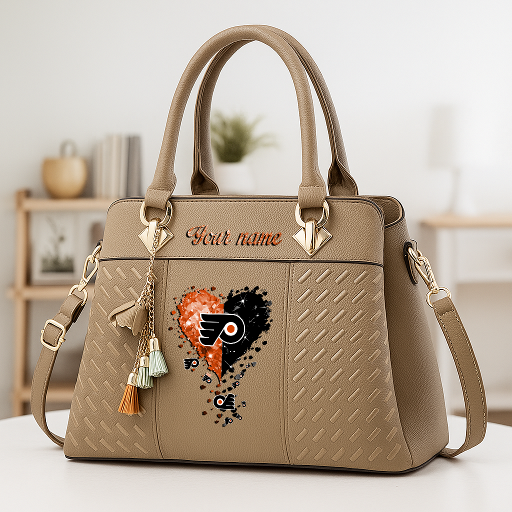 LIMITED EDITION - NEW CUSTOMIZED NHL27 PPF PHILADELPHIA FLYERS ZIP HANDBAG MULTICOLOR