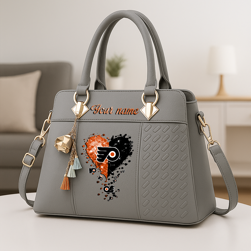 LIMITED EDITION - NEW CUSTOMIZED NHL27 PPF PHILADELPHIA FLYERS ZIP HANDBAG MULTICOLOR