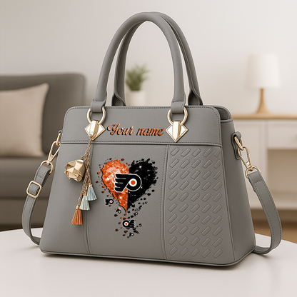 LIMITED EDITION - NEW CUSTOMIZED NHL27 PPF PHILADELPHIA FLYERS ZIP HANDBAG MULTICOLOR