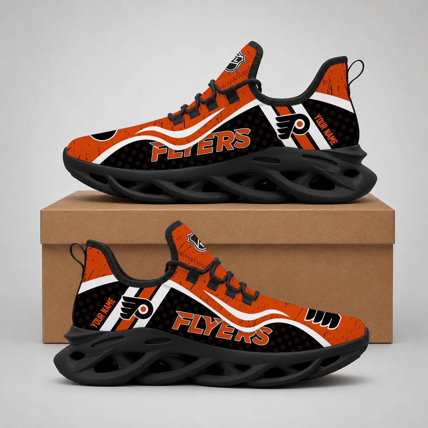 VIRAL EDITION - NEW CUSTOMIZED NHL27 PPF PHILADELPHIA FLYERS CLUNKY SNEAKERS