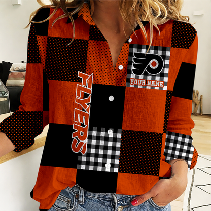 LIMITED EDITION - NEW CUSTOMIZED NHL27 PPF PHILADELPHIA FLYERS WOMEN CASUAL SHIRT FOR FAN
