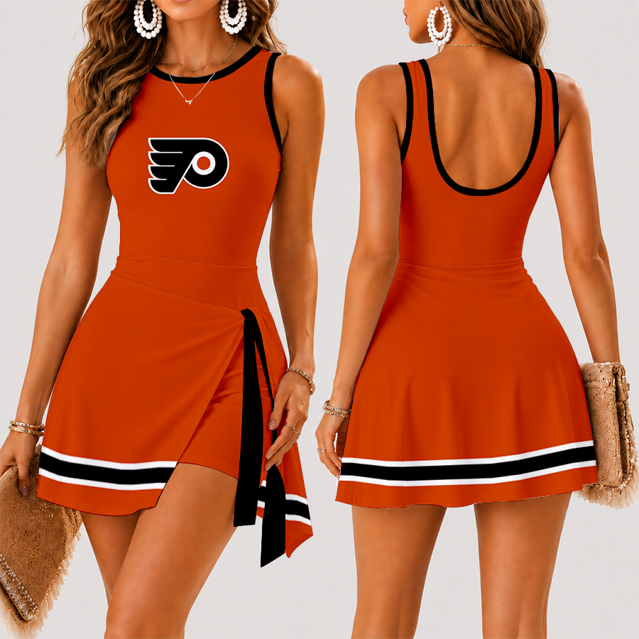 [SUPER SALE] NEW CUSTOMIZED NHL27 PPF PHILADELPHIA FLYERS WOMEN'S SUMMER SKORT DRESS