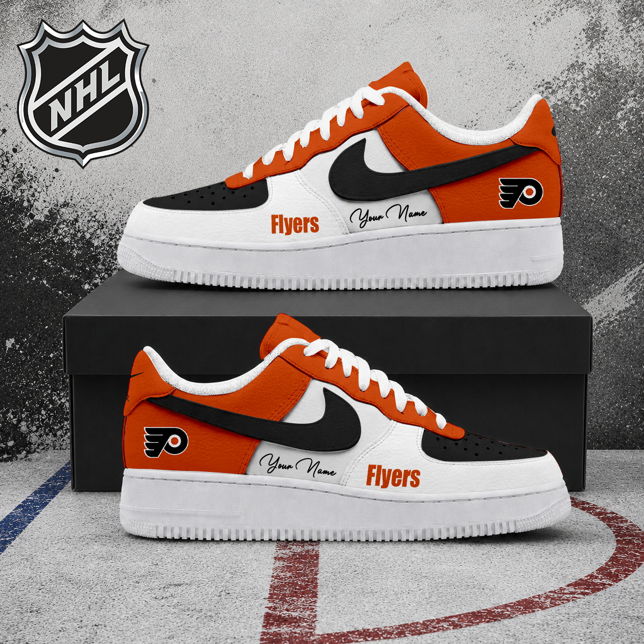 FINAL CLEARANCE - NEW CUSTOMIZED NHL27 PPF PHILADELPHIA FLYERS AF1 SHOES