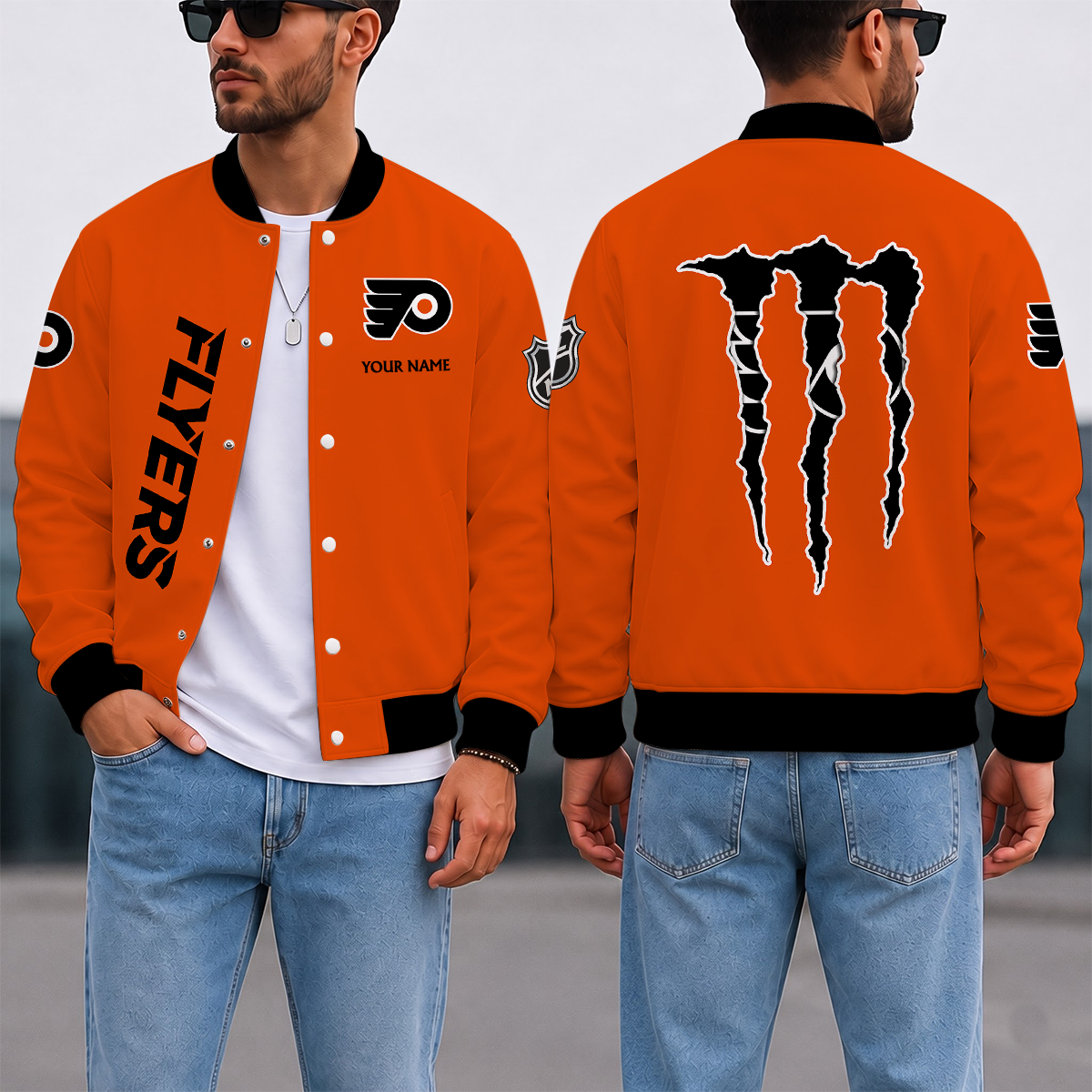 EXCLUSIVE EDITION - NEW CUSTOMIZED NHL27 PPF PHILADELPHIA FLYERS SATIN VARSITY JACKET & BASEBALL JACKET