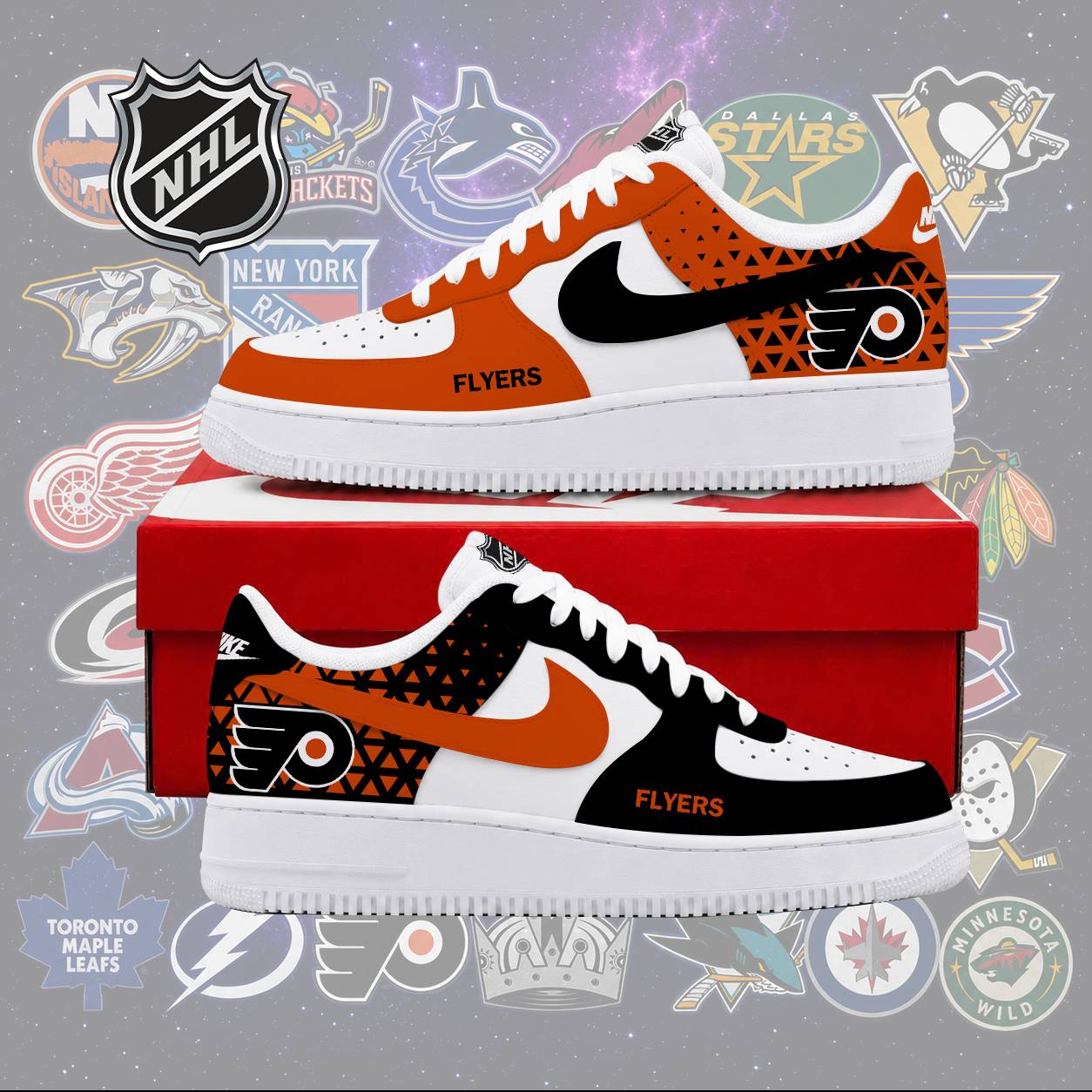 LIMITED EDITION - NEW CUSTOMIZED NHL27 PPF PHILADELPHIA FLYERS AF1 SHOES