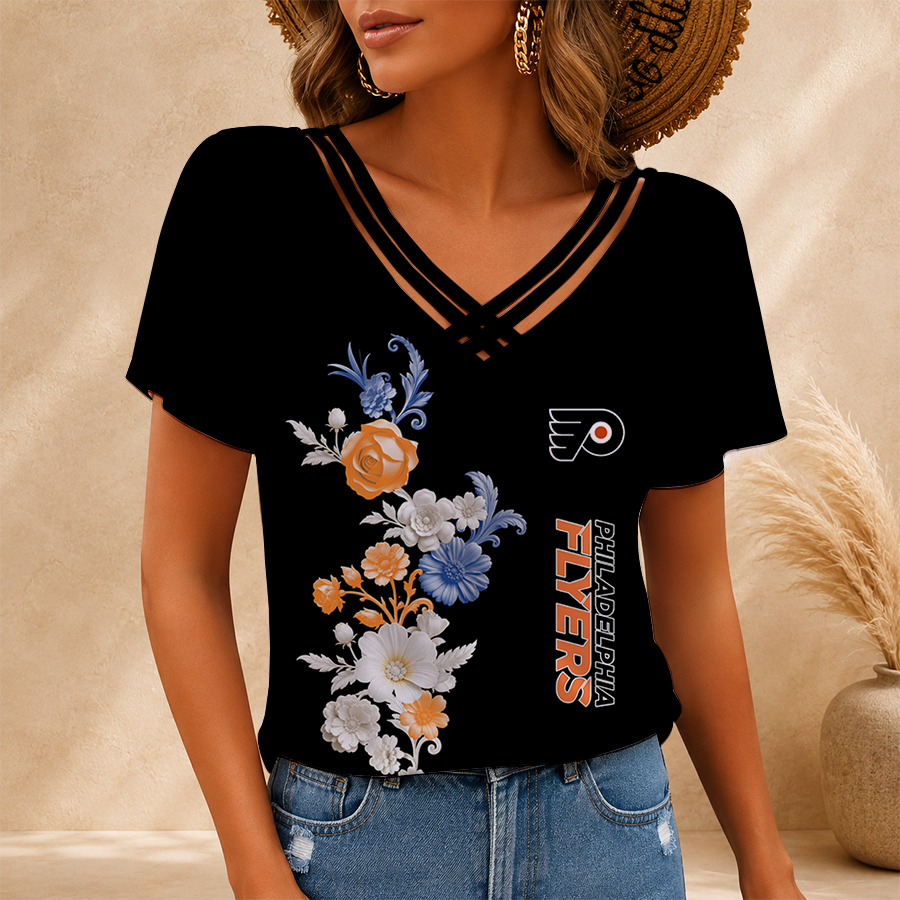 [SUPER SALE] NEW CUSTOMIZED NHL27 PPF PHILADELPHIA FLYERS V-NECK SHIRT