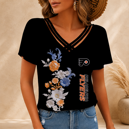 [SUPER SALE] NEW CUSTOMIZED NHL27 PPF PHILADELPHIA FLYERS V-NECK SHIRT