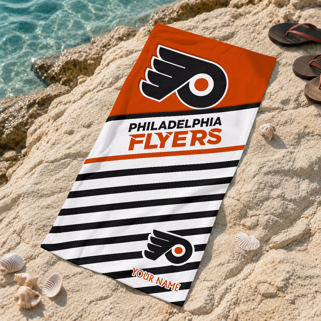 LIMITED EDITION - NEW CUSTOMIZED NHL27 PPF PHILADELPHIA FLYERS BEACH TOWEL