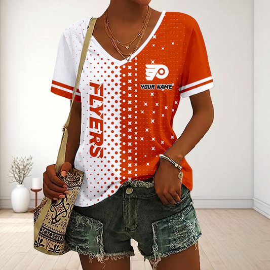 LIMITED EDITION - NEW CUSTOMIZED NHL27 PPF PHILADELPHIA FLYERS V-NECK FEMALE SHIRT