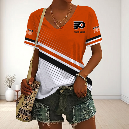 LIMITED EDITION - NEW CUSTOMIZED NHL27 PPF PHILADELPHIA FLYERS V-NECK FEMALE SHIRT