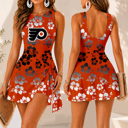 [SUPER SALE] NEW CUSTOMIZED NHL27 PPF PHILADELPHIA FLYERS WOMEN'S SUMMER SKORT DRESS
