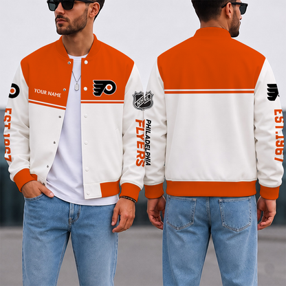 EXCLUSIVE EDITION - NEW CUSTOMIZED NHL27 PPF PHILADELPHIA FLYERS SATIN VARSITY JACKET & BASEBALL JACKET