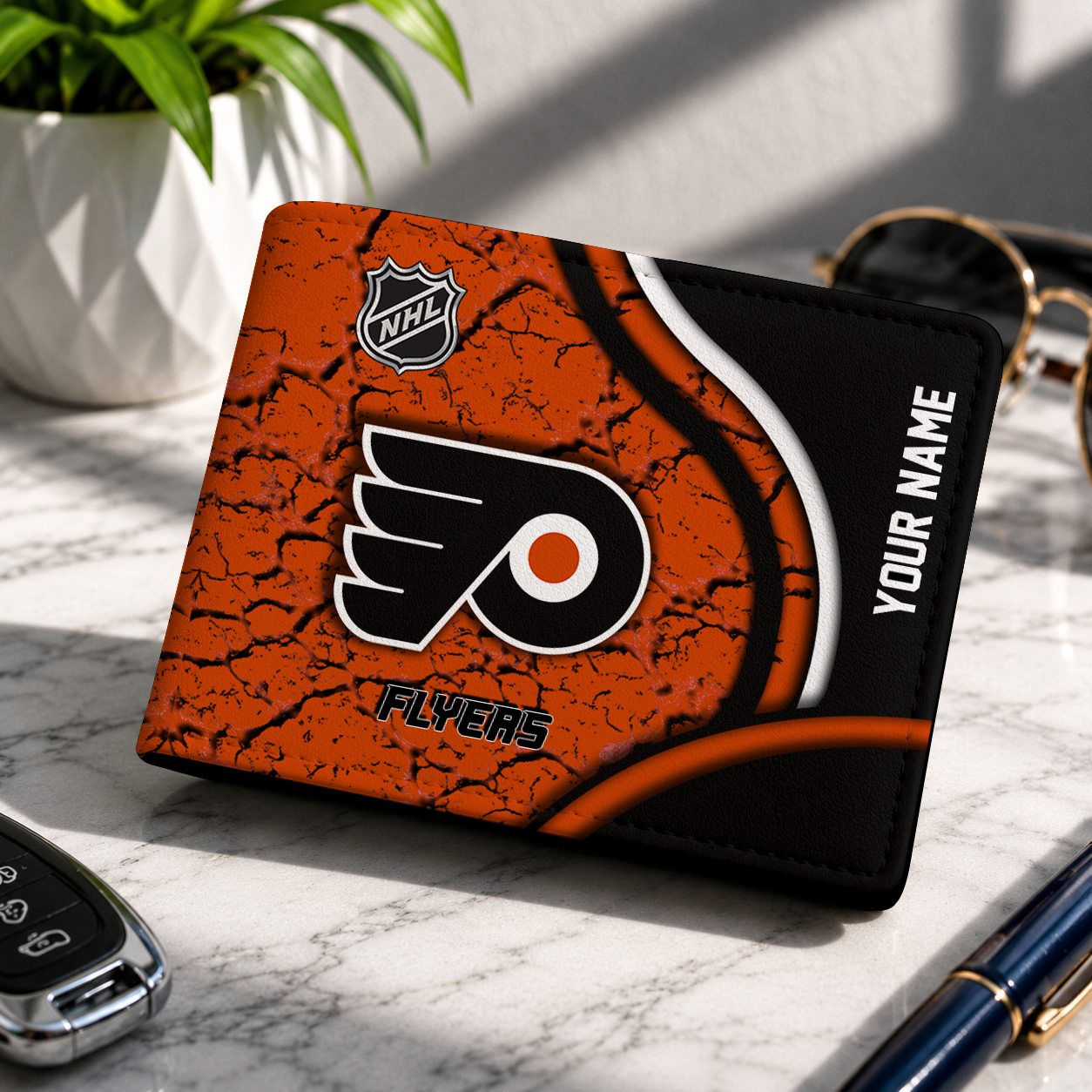 FINAL CLEARANCE - NEW CUSTOMIZED NHL27 PPF PHILADELPHIA FLYERS LEATHER WALLET