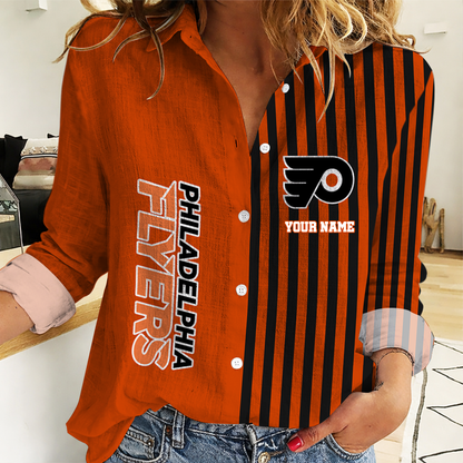 EXCLUSIVE EDITION - NEW CUSTOMIZED NHL27 PPF PHILADELPHIA FLYERS WOMEN CASUAL SHIRT