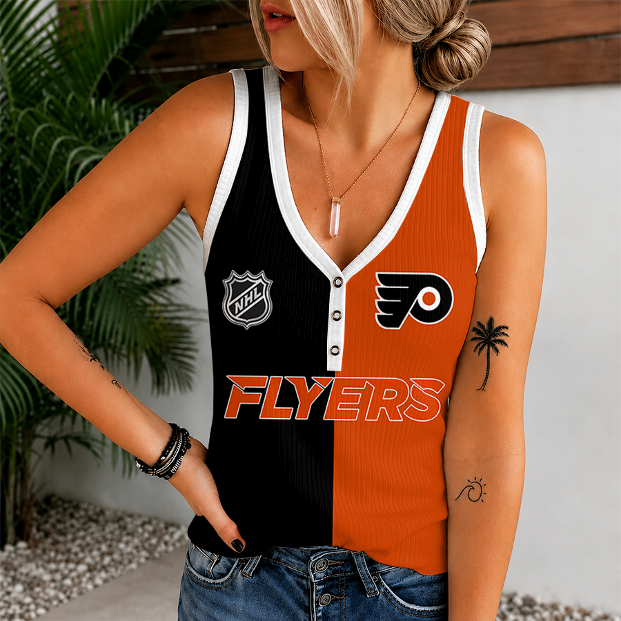 [SUPER SALE] NEW CUSTOMIZED NHL27 PPF PHILADELPHIA FLYERS WOMEN'S V-NECK TANK TOP