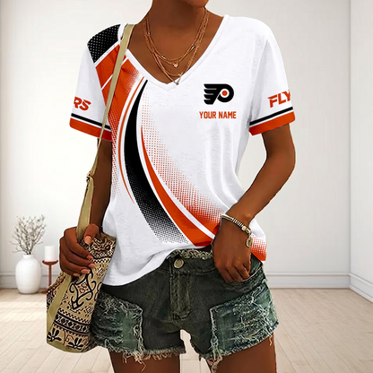 LIMITED EDITION - NEW CUSTOMIZED NHL27 PPF PHILADELPHIA FLYERS V-NECK FEMALE SHIRT