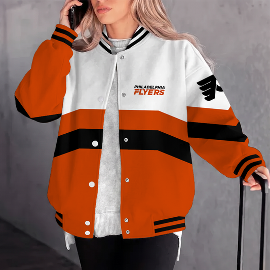 [SUPER SALE] NEW CUSTOMIZED NHL27 PPF PHILADELPHIA FLYERS SATIN VARSITY JACKET & BASEBALL JACKET