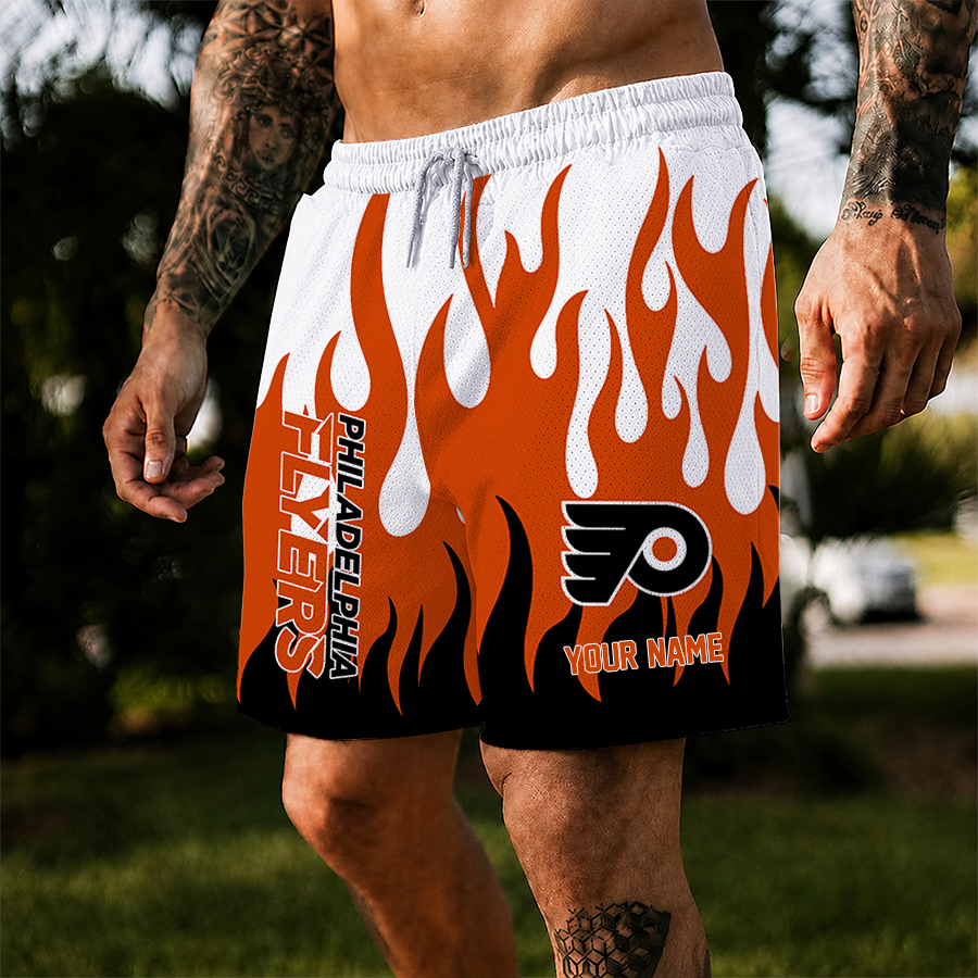 [SUPER SALE] NEW CUSTOMIZED NHL27 PPF PHILADELPHIA FLYERS SHORT PANTS