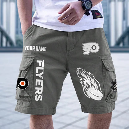 [SUPER SALE] NEW CUSTOMIZED NHL27 PPF PHILADELPHIA FLYERS CARGO SHORTS