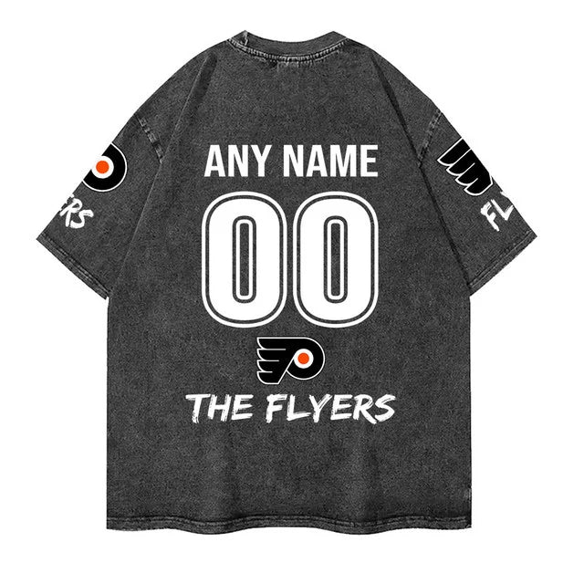 [SUPER SALE] NEW CUSTOMIZED NHL27 PPF PHILADELPHIA FLYERS MULTICOLOR WASHED TEE