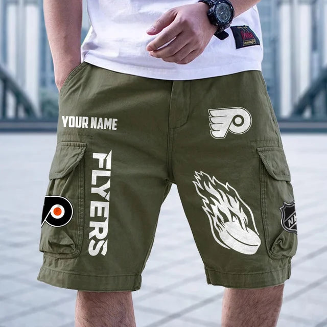 [SUPER SALE] NEW CUSTOMIZED NHL27 PPF PHILADELPHIA FLYERS CARGO SHORTS