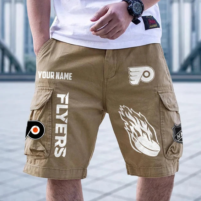 [SUPER SALE] NEW CUSTOMIZED NHL27 PPF PHILADELPHIA FLYERS CARGO SHORTS