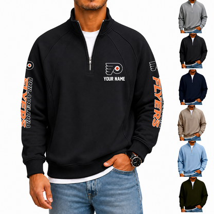 [SUPER SALE] NEW CUSTOMIZED NHL27 PPF PHILADELPHIA FLYERS MEN'S QUARTER ZIP PULLOVER