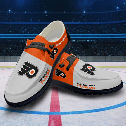 LIMITED EDITION - NEW CUSTOMIZED NHL27 PPF PHILADELPHIA FLYERS PREMIUM LOAFER SHOES