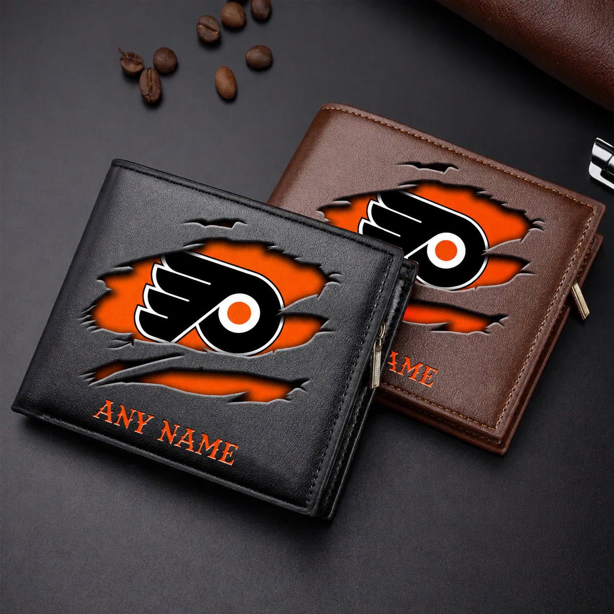 LIMITED EDITION - NEW CUSTOMIZED NHL27 PPF PHILADELPHIA FLYERS LEATHER WALLET