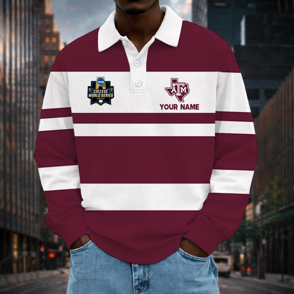LIMITED EDITION - NEW CUSTOMIZED NCAA CWS27 TAA TEXAS A&M AGGIES UNISEX LONG SLEEVE POLO