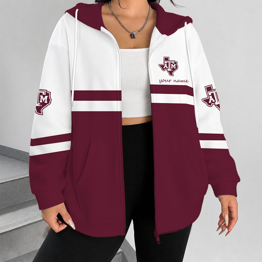 [FAN FAVORITE] NEW CUSTOMIZED NCAA CWS27 TAA TEXAS A&M AGGIES ZIP HOODIE
