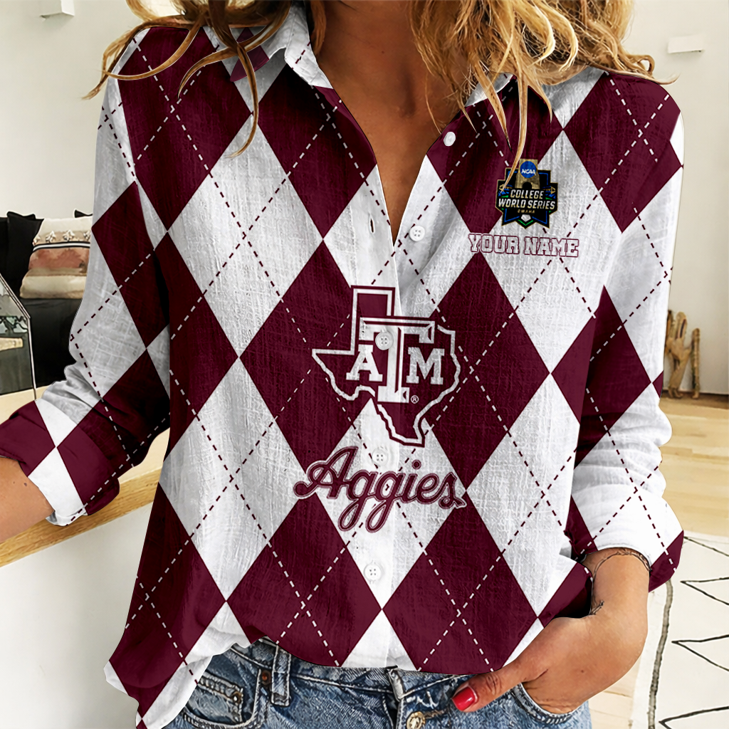 LIMITED DROP - NEW CUSTOMIZED | NCAA CWS27 TAA TX A&M AGGIES WOMEN CASUAL SHIRT FOR FAN